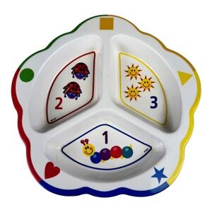 Baby Einstein Playtex Divided Plate Kids Toddler Counting Numbers Shapes Vintage